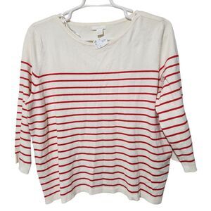 Hm Top Sweater Size XXL Ivory Red Striped